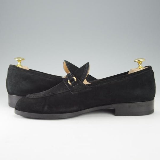 ★(伊)タニノクリスチー SIZE 7【定価15万円以上★ローファー/109675】スリッポン/スエード/黒/メンズ/TANINO CRISCI★i525