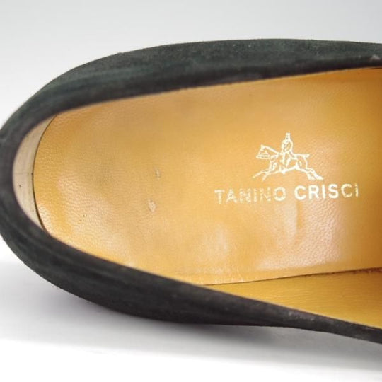 ★(伊)タニノクリスチー SIZE 7【定価15万円以上★ローファー/109675】スリッポン/スエード/黒/メンズ/TANINO CRISCI★i525