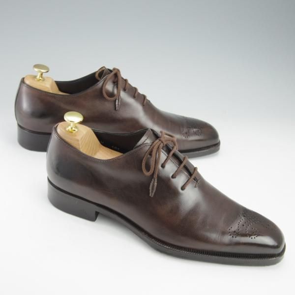 極上★(伊)タニノクリスチー SIZE 7.5【定価15万円以上★最後期のホールカット/136356】カーフ/濃茶/メンズ/TANINO CRISCI★i526