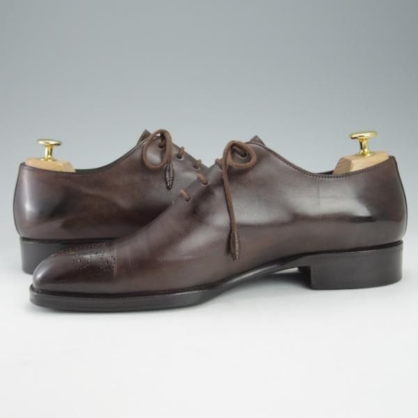 極上★(伊)タニノクリスチー SIZE 7.5【定価15万円以上★最後期のホールカット/136356】カーフ/濃茶/メンズ/TANINO CRISCI★i526