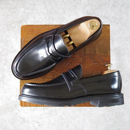 未使用★チャーチ 75F/UK7.5【★CAPSTONE 2/コインローファー】126ラスト/ポリッシュドバインダーカーフ/黒/メンズ/Church's★i528