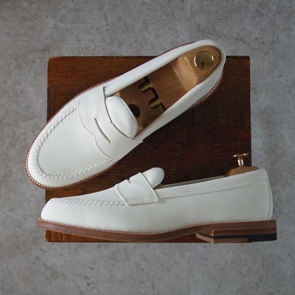 未使用★オールデン 8D【定価￥92,400-★ユナイテッドアローズ別注/コインローファー】62446/ヴァンラスト/スエード/白/Alden★i535
