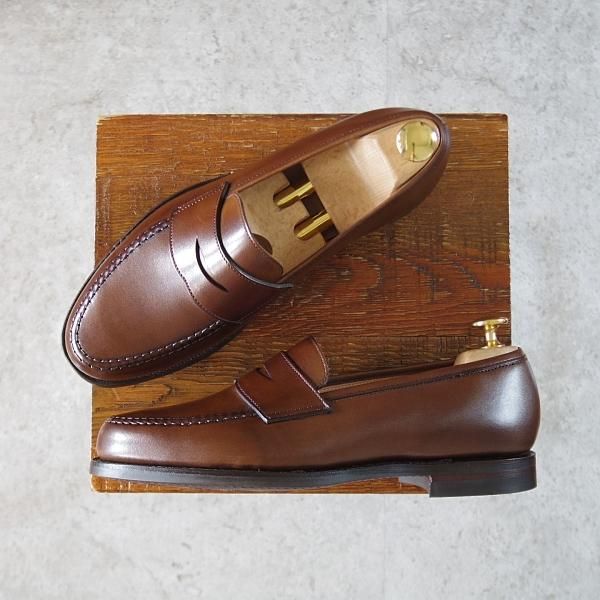 未使用★クロケット&ジョーンズ 5.5E【定価￥90,200-★BOSTON 2/ボストン/376ラスト】コインローファー/濃茶/Crockett&Jones★i536