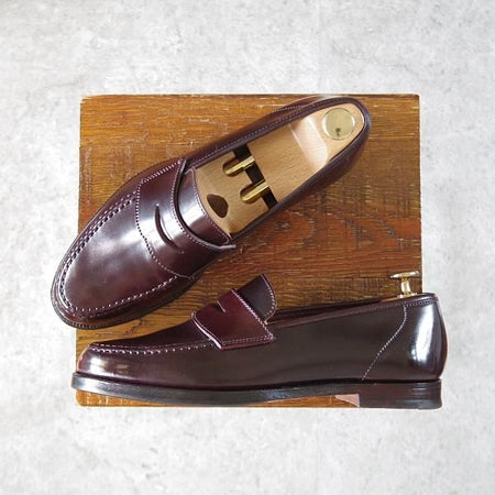 極美品★クロケット&ジョーンズ 6E【定価￥136,400-★コードバン仕様/HARVARD 2】376ラスト/コインローファー/赤茶/Crockett&Jones★i538