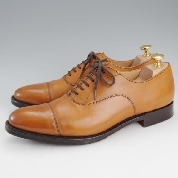 極美品★チャーチ 70F/UK7【定価￥148,500-★ストレートチップ/DUBAI】136ラスト/5都市ロゴ/ネバダカーフ/茶/Church's★i556