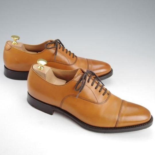 極美品★チャーチ 70F/UK7【定価￥148,500-★ストレートチップ/DUBAI】136ラスト/5都市ロゴ/ネバダカーフ/茶/Church's★i556