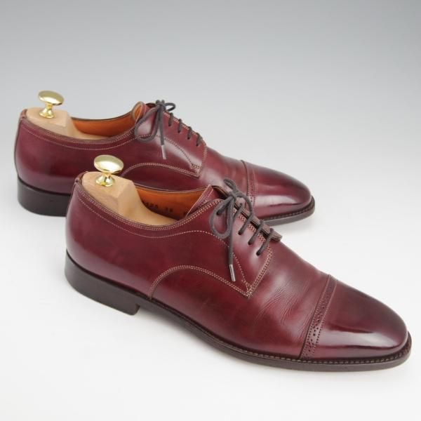 ★(伊)サントーニ SIZE 5【ブラックラピド製法★パンチドキャップトゥ/7125】カーフ/赤茶/メンズ/Santoni★i558