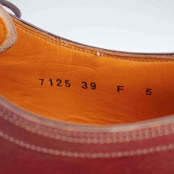 ★(伊)サントーニ SIZE 5【ブラックラピド製法★パンチドキャップトゥ/7125】カーフ/赤茶/メンズ/Santoni★i558