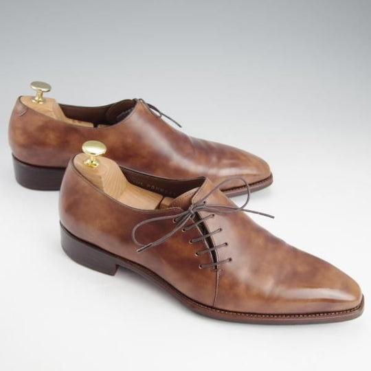 極上★Perfetto/ペルフェット SIZE 8【ミュージアムカーフ風★グッドイヤーウェルテッド製法/サイドレース】茶/メンズ★i562