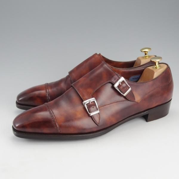 ★(英)アンソニー・クレバリー 9.5E【定価20万円以上★CAINE/ダブルモンク】カーフ/茶/メンズ/ANTHONY CLEVERLEY★i573