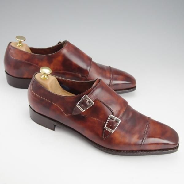 ★(英)アンソニー・クレバリー 9.5E【定価20万円以上★CAINE/ダブルモンク】カーフ/茶/メンズ/ANTHONY CLEVERLEY★i573