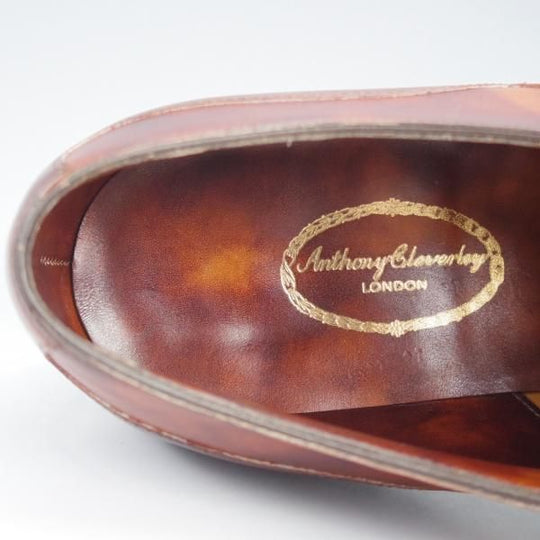 ★(英)アンソニー・クレバリー 9.5E【定価20万円以上★CAINE/ダブルモンク】カーフ/茶/メンズ/ANTHONY CLEVERLEY★i573