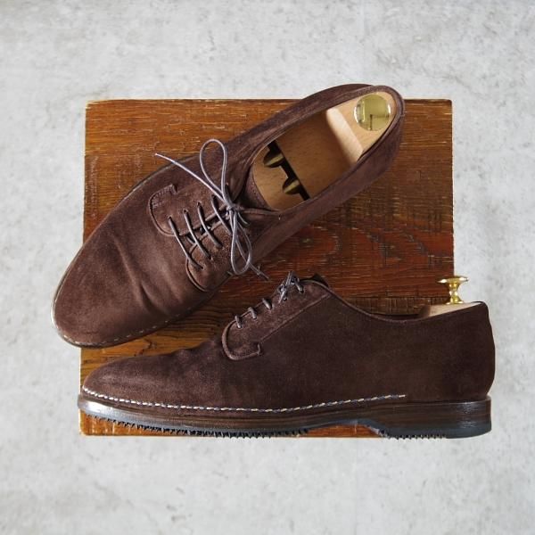 極上★(伊)ボリーニ SIZE 6【★プレーントゥ/濃茶】スエード/メンズ/Bolini★i575