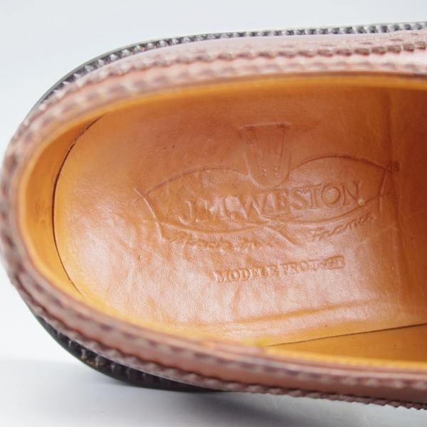 美品★J.M.ウェストン 6.5E【現行定価￥236,500-★590/トリプルソールダービー】22ラスト/フルブローグ/茶/Weston/ウエストン★i583