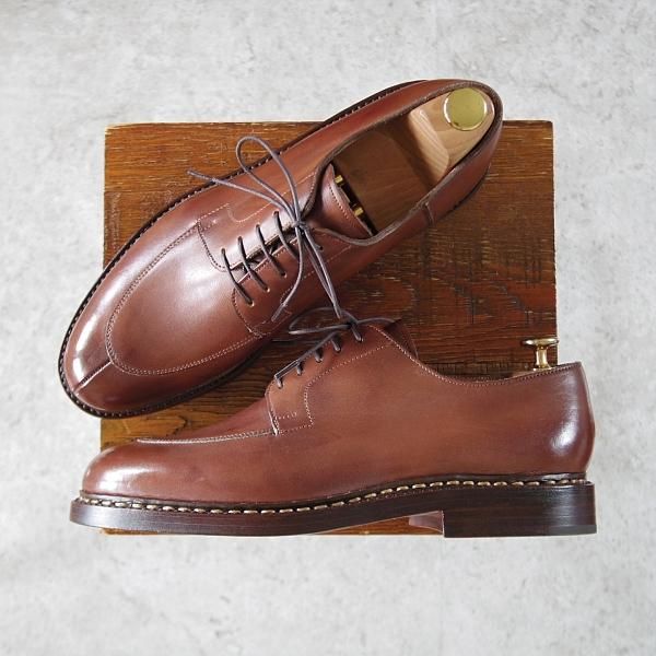 未使用★ジョンロブ SIZE 7.5【極貴重★フランス製(80's〜90's)/PARISロゴ時代の製品/Uチップ】カーフ/茶/メンズ/JOHN LOBB★i586