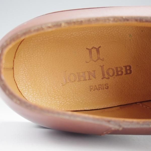 未使用★ジョンロブ SIZE 7.5【極貴重★フランス製(80's〜90's)/PARISロゴ時代の製品/Uチップ】カーフ/茶/メンズ/JOHN LOBB★i586