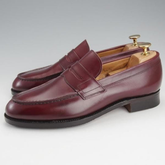 極美品★チャーチ 70E/UK7【旧チャーチ★3都市ロゴ/KENT】コインローファー/93ラスト/カーフ/赤茶/メンズ/Church's★i587