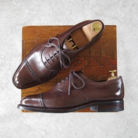 極美品★Perfett/ペルフェット SIZE 5.5【★ワールドフットウェアギャラリー別注/World Footwear Gallery】パンチドキャップトゥ/濃茶★i590