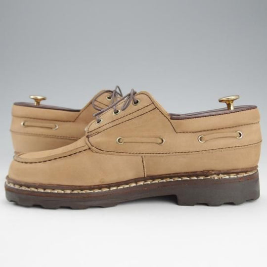 極上★パラブーツ SIZE 6【貴重★旧ロゴ/Uチップ】モカシン/マルシェソール/ヌバック/薄茶/メンズ/Paraboot★i592