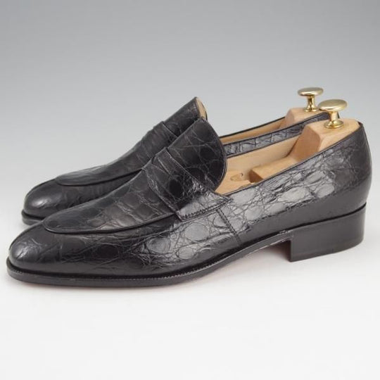 未使用★(伊)タニノクリスチー SIZE 8【デッドストック品★クロコダイル仕様/コインローファー】123170/黒/メンズ/TANINO CRISCI★i594