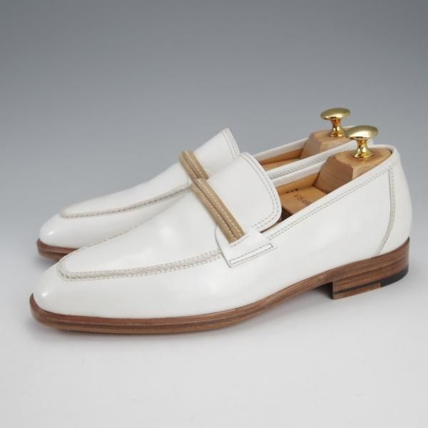 ほぼ試着程度★(伊)タニノクリスチー SIZE 5【定価15万円以上★ローファー/109675】スリッポン/ポリッシュレザー/白/TANINO CRISCI★i597