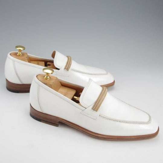 ほぼ試着程度★(伊)タニノクリスチー SIZE 5【定価15万円以上★ローファー/109675】スリッポン/ポリッシュレザー/白/TANINO CRISCI★i597