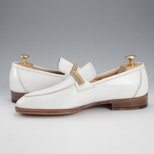 ほぼ試着程度★(伊)タニノクリスチー SIZE 5【定価15万円以上★ローファー/109675】スリッポン/ポリッシュレザー/白/TANINO CRISCI★i597