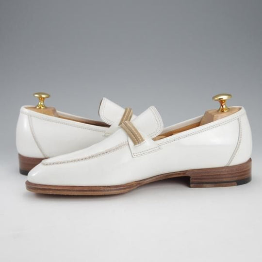 ほぼ試着程度★(伊)タニノクリスチー SIZE 5【定価15万円以上★ローファー/109675】スリッポン/ポリッシュレザー/白/TANINO CRISCI★i597