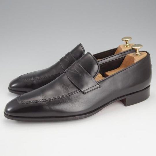 美品★(伊)Ferrante/フェランテ SIZE 8.5【定価￥59,400-★コインローファー/黒】カーフ/メンズ★i599