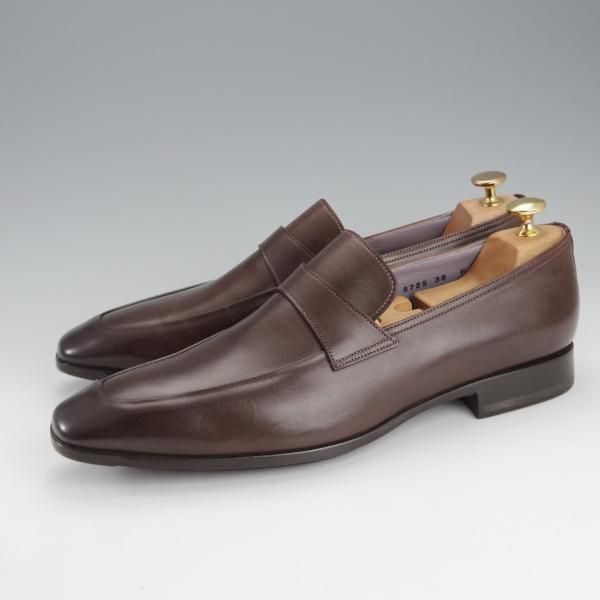 ほぼ試着程度★(伊)サントーニ SIZE 8【★コインローファー/8725】カーフ/濃茶/メンズ/Santoni★i601