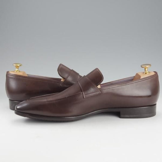 ほぼ試着程度★(伊)サントーニ SIZE 8【★コインローファー/8725】カーフ/濃茶/メンズ/Santoni★i601