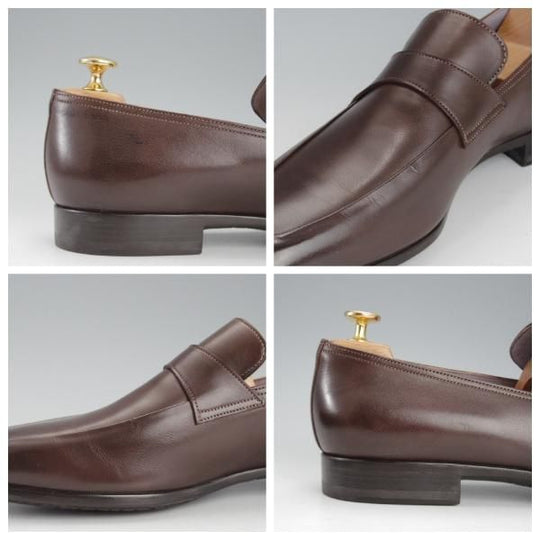 ほぼ試着程度★(伊)サントーニ SIZE 8【★コインローファー/8725】カーフ/濃茶/メンズ/Santoni★i601