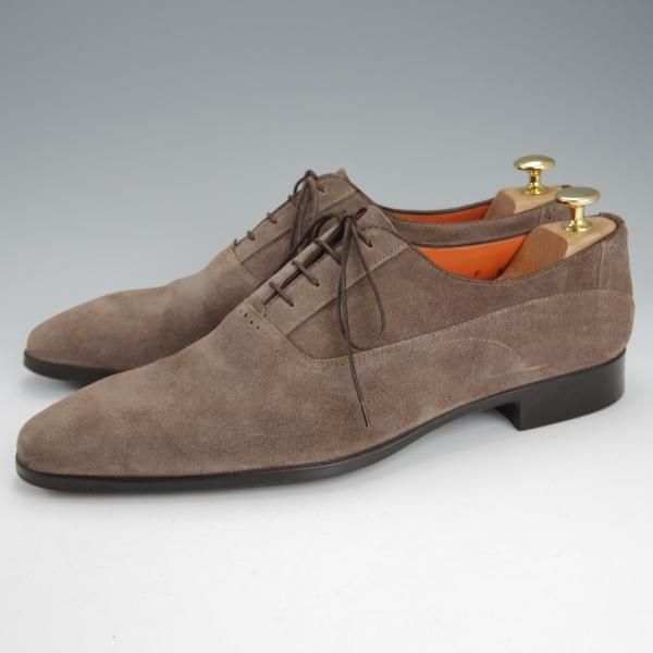 美品★(伊)サントーニ SIZE 8【★プレーントゥ/11386】スエード/灰茶/メンズ/Santoni★i603