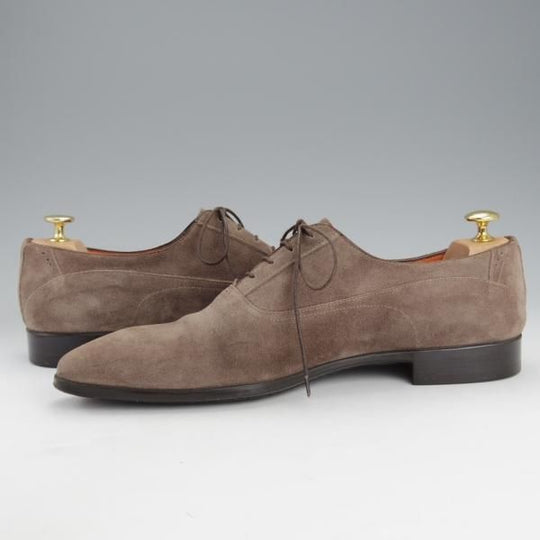 美品★(伊)サントーニ SIZE 8【★プレーントゥ/11386】スエード/灰茶/メンズ/Santoni★i603