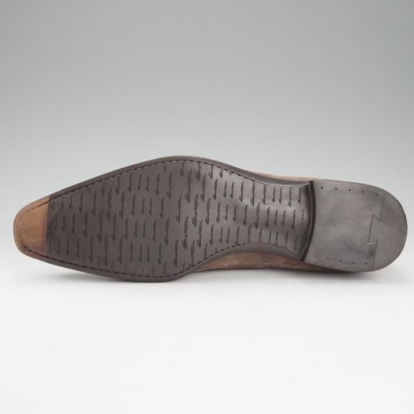 美品★(伊)サントーニ SIZE 8【★プレーントゥ/11386】スエード/灰茶/メンズ/Santoni★i603