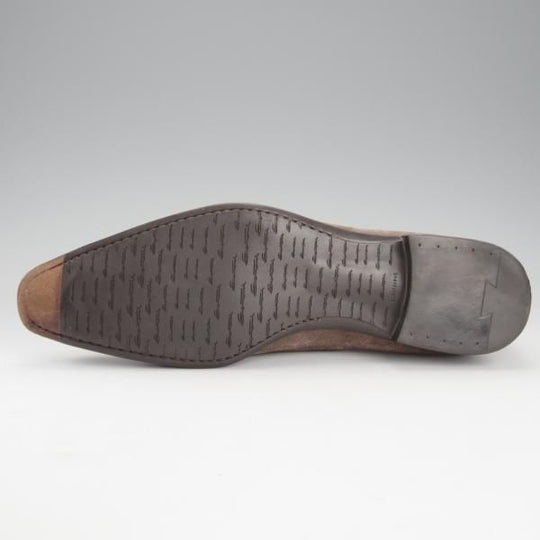 美品★(伊)サントーニ SIZE 8【★プレーントゥ/11386】スエード/灰茶/メンズ/Santoni★i603