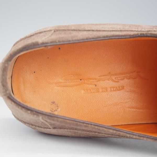 美品★(伊)サントーニ SIZE 8【★プレーントゥ/11386】スエード/灰茶/メンズ/Santoni★i603