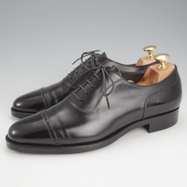 極上★(台東区)ジョーワークス SIZE 5.5【オーダー価格9万円以上★パンチドキャップトゥ/黒】カーフ/メンズ/JOE WORKS★i606