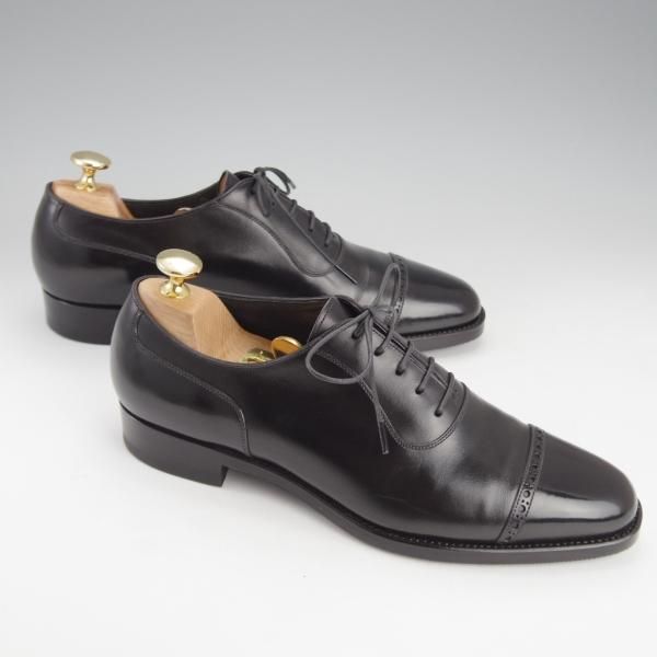 極上★(台東区)ジョーワークス SIZE 5.5【オーダー価格9万円以上★パンチドキャップトゥ/黒】カーフ/メンズ/JOE WORKS★i606