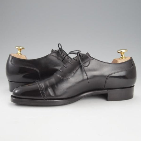 極上★(台東区)ジョーワークス SIZE 5.5【オーダー価格9万円以上★パンチドキャップトゥ/黒】カーフ/メンズ/JOE WORKS★i606