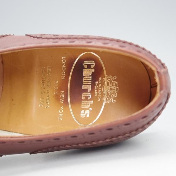 未使用★チャーチ 65F/UK6.5【旧チャーチ★デッドストック品/73ラスト】3都市ロゴ/フルブローグ/アニリンカーフ/茶/Church's★i609