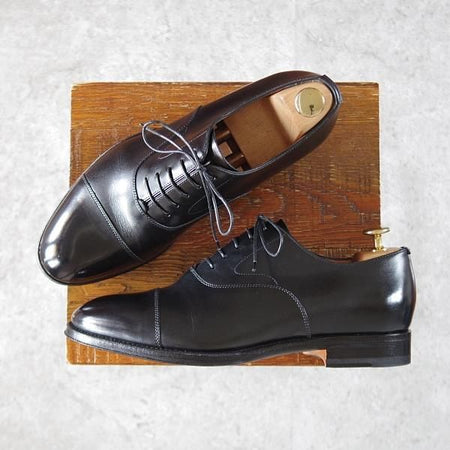 極美品★(伊)サントーニ SIZE 6【ブラックラピド製法★ストレートチップ/4508】カーフ/黒/メンズ/Santoni★i628