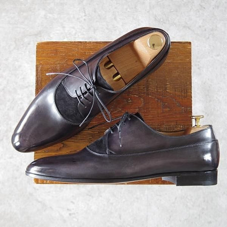 未使用★(仏)ベルルッティ SIZE 9.5【コンビ仕様★ヴェネチアレザー×スエード/黒】ダービーシューズ/メンズ/Berluti★i631