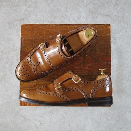 極上★チャーチ(レディース) SIZE 36【現行定価￥165,000-★LANA R/ダブルモンク】ポリッシュドバインダーカーフ/茶/Church's★i633