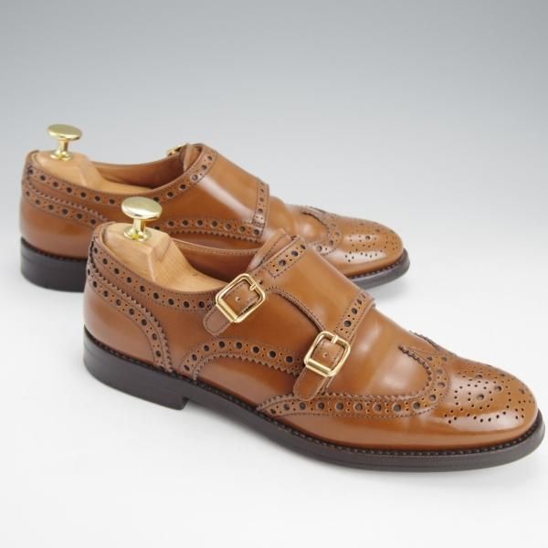 極上★チャーチ(レディース) SIZE 36【現行定価￥165,000-★LANA R/ダブルモンク】ポリッシュドバインダーカーフ/茶/Church's★i633