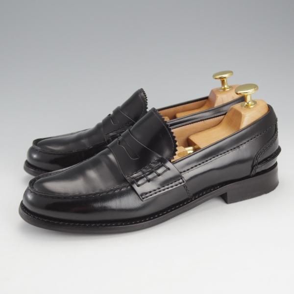 極美品★チャーチ(レディース) SIZE 37【同系モデル定価￥139,700-★Pembrey W/コインローファー】ビーフロール/黒/Church's★i634