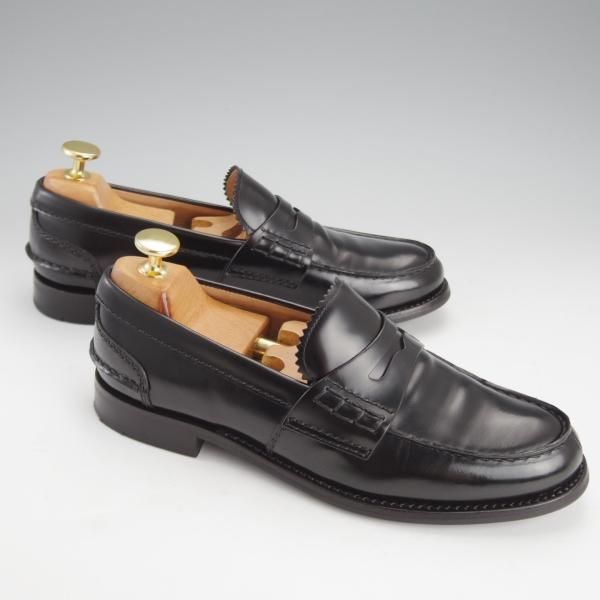 極美品★チャーチ(レディース) SIZE 37【同系モデル定価￥139,700-★Pembrey W/コインローファー】ビーフロール/黒/Church's★i634