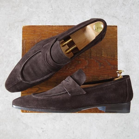 ★(伊)ストール・マンテラッシ SIZE 9.5【定価10万円以上★コインローファー/濃茶】スエード/メンズ/SUTOR MANTELLASSI★i635