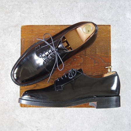 ★(英)チーニー製 UK6.5/US7D【貴重★ROYAL TWEEDライン/CHURCH'S名義】44ラスト/プレーントゥ/黒/ロイヤルツイード/CHEANEY★i663