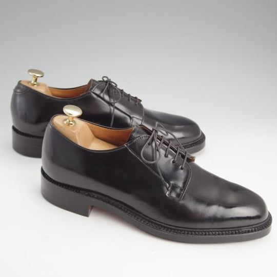 ★(英)チーニー製 UK6.5/US7D【貴重★ROYAL TWEEDライン/CHURCH'S名義】44ラスト/プレーントゥ/黒/ロイヤルツイード/CHEANEY★i663
